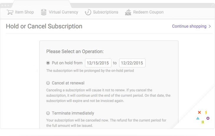 Hold or Cancel Subscription