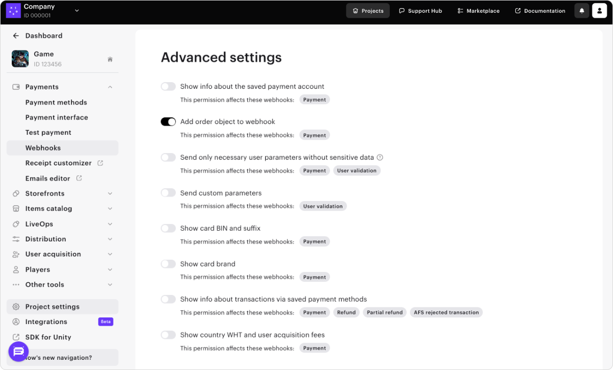 Advanced settings