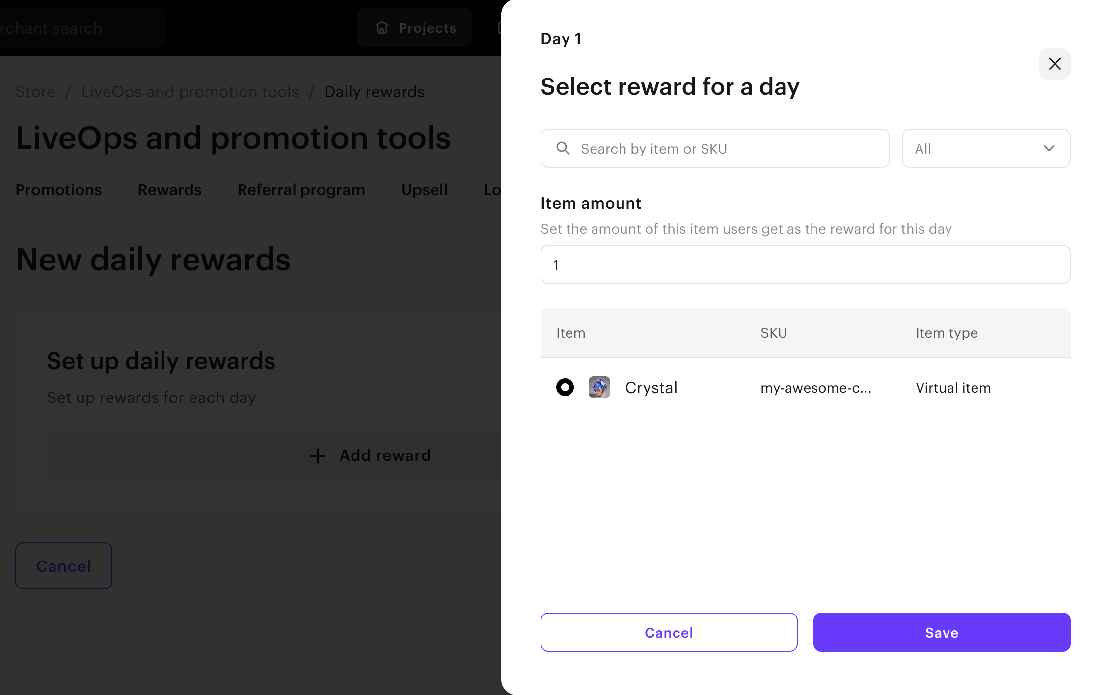 setup daily reward