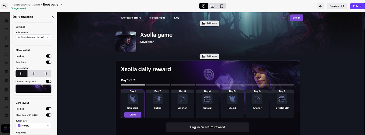 sb daily rewards block